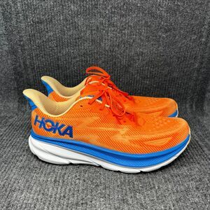 Hoka One One Clifton 9 Vibrant Orange Impala Blue Running Shoes Mens Size 13 D